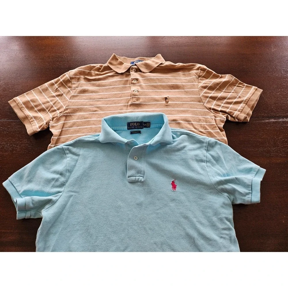 Ralph Lauren Men's Custom Fit Set of 2 Quarter Button Polos Size SP